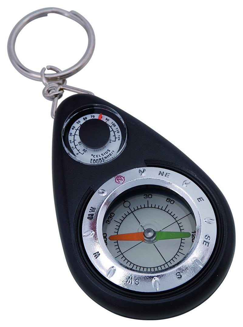 AceCamp Munkees Small Compass and Thermometer Keychain, Mini Pocket-Sized Waterproof Keyring Gear for Camping, Hiking, Backpacking, Survival Tool, Emergency Kit - Image 1